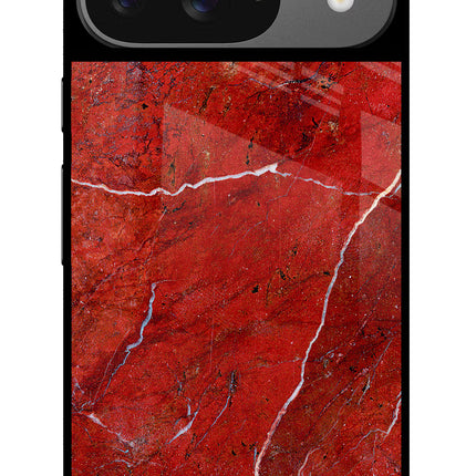 Red Marble Design Google Pixel 9 Glass Case