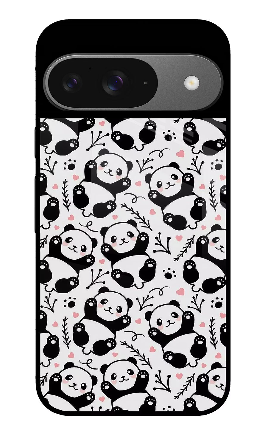 Cute Panda Google Pixel 9 Back Cover, Glass case