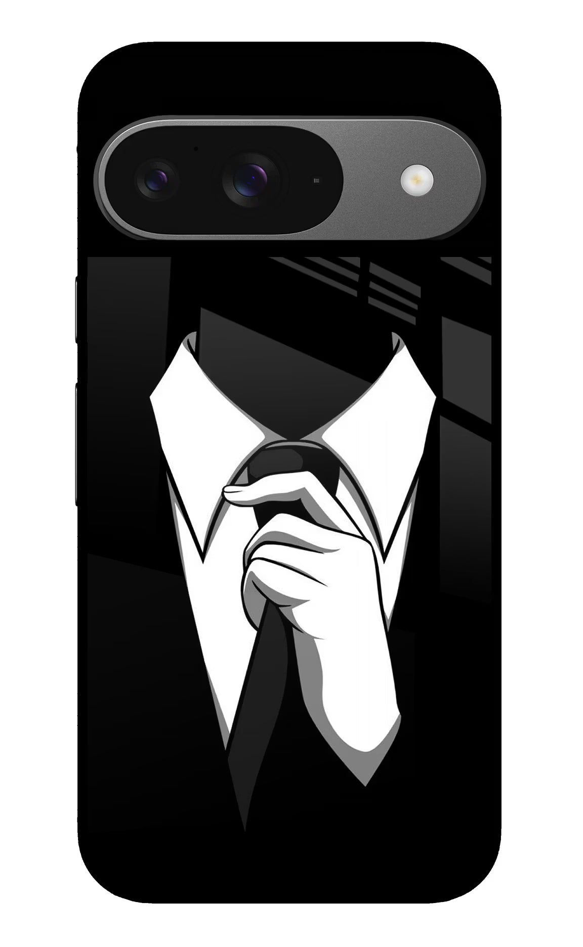 Black Tie Google Pixel 9 Glass Case Back Cover by Casekaro