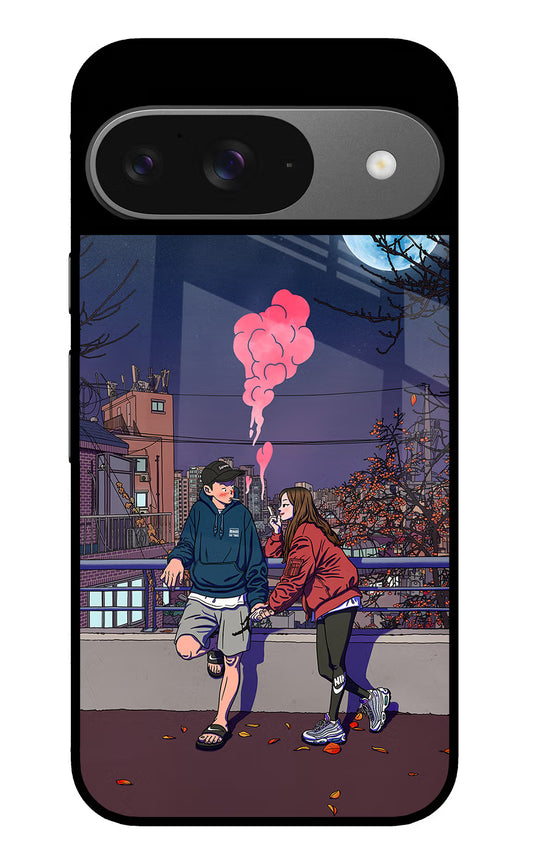 Chilling Couple Google Pixel 9 Glass Case