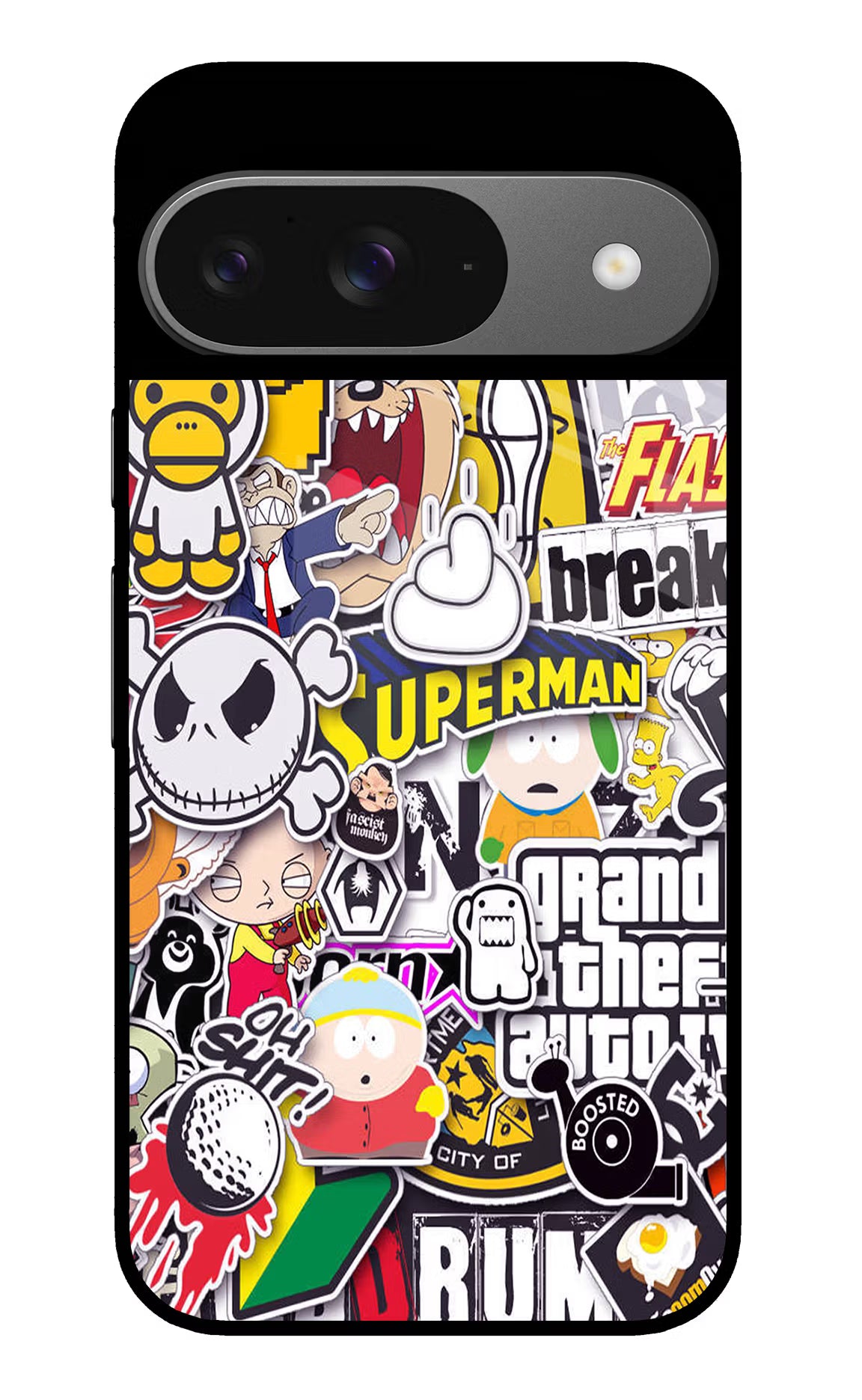 Sticker Bomb Google Pixel 9 Glass Case Back Cover by Casekaro