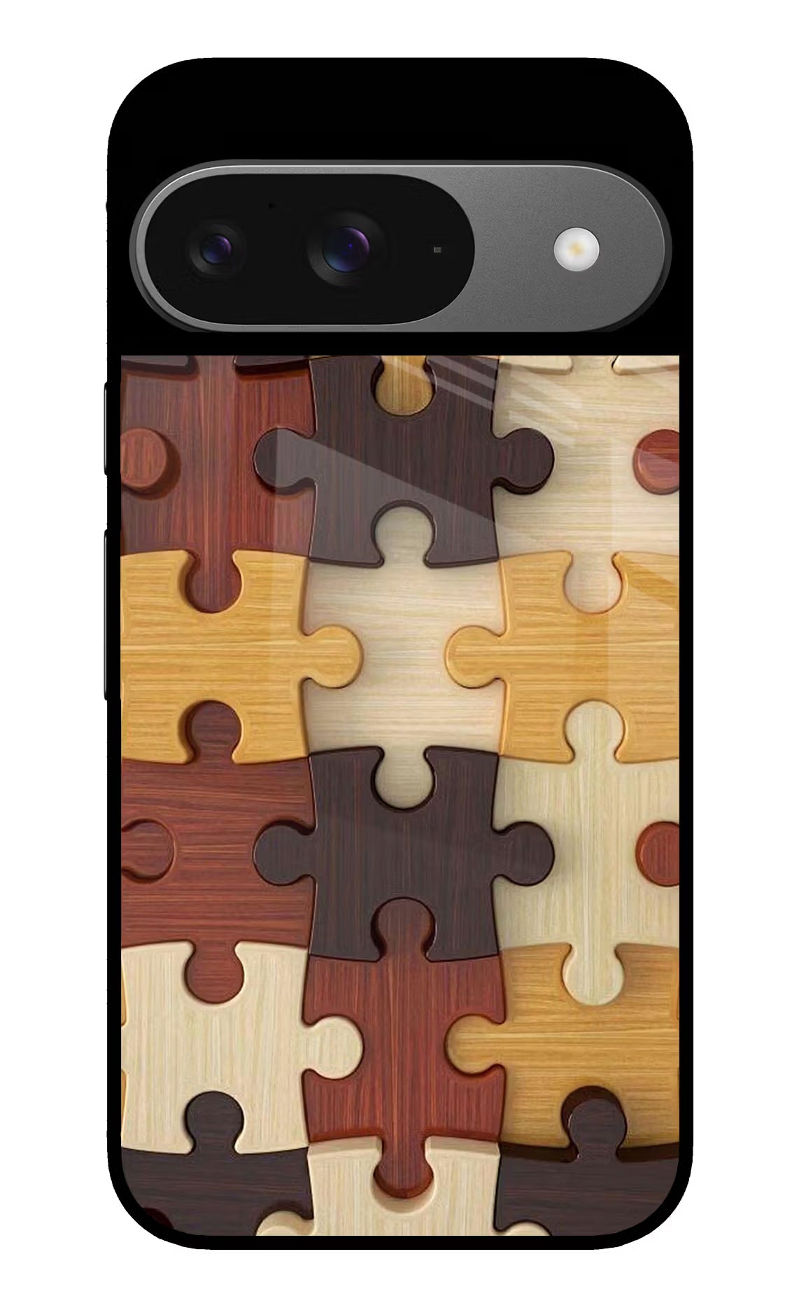 Wooden Puzzle Google Pixel 9 Glass Case Back Cover by Casekaro