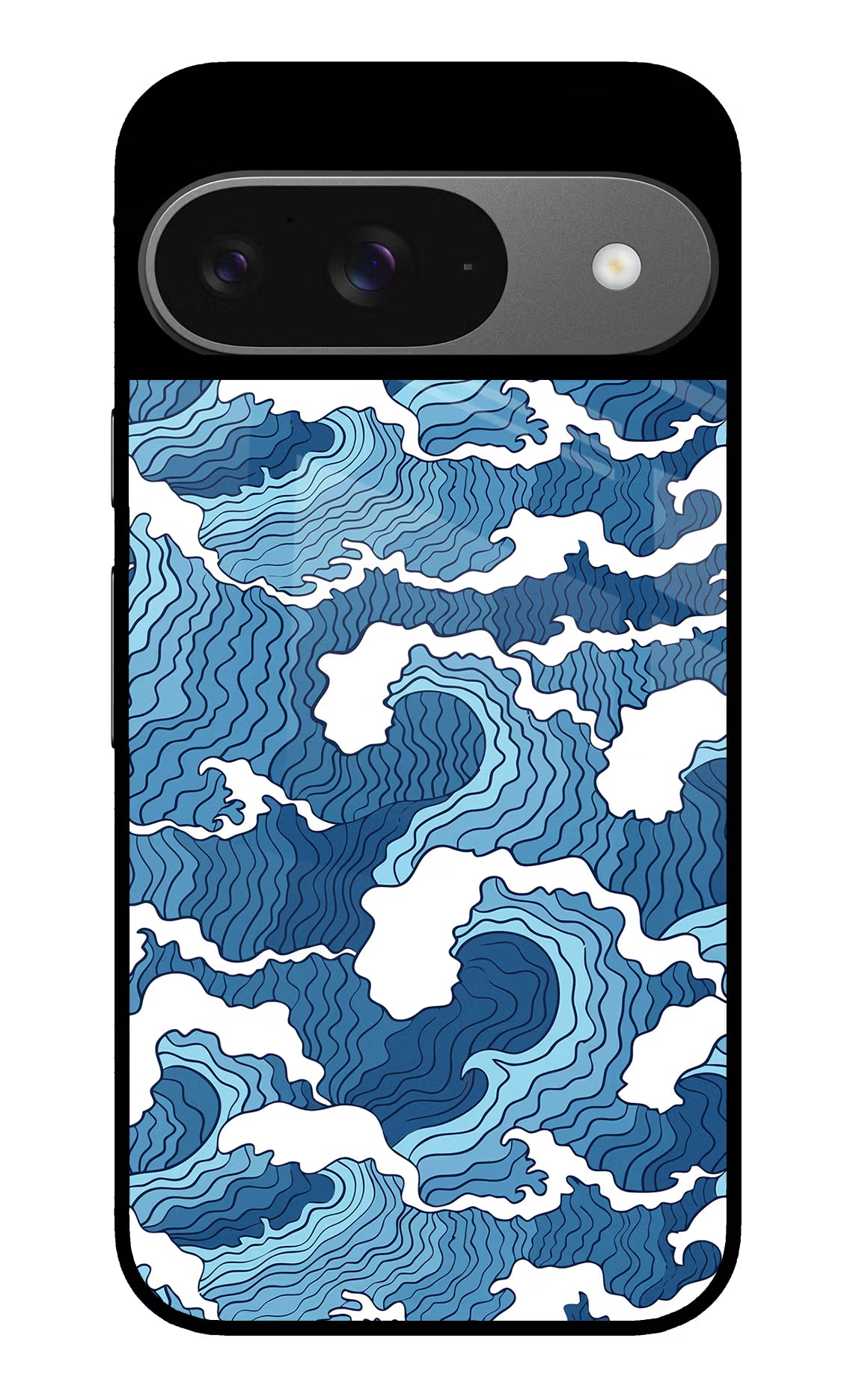 Blue Waves Google Pixel 9 Glass Case Back Cover by Casekaro