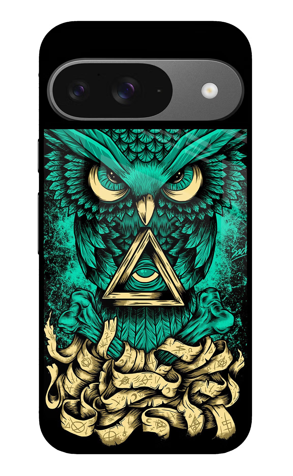 Green Owl Google Pixel 9 Glass Case Back Cover by Casekaro