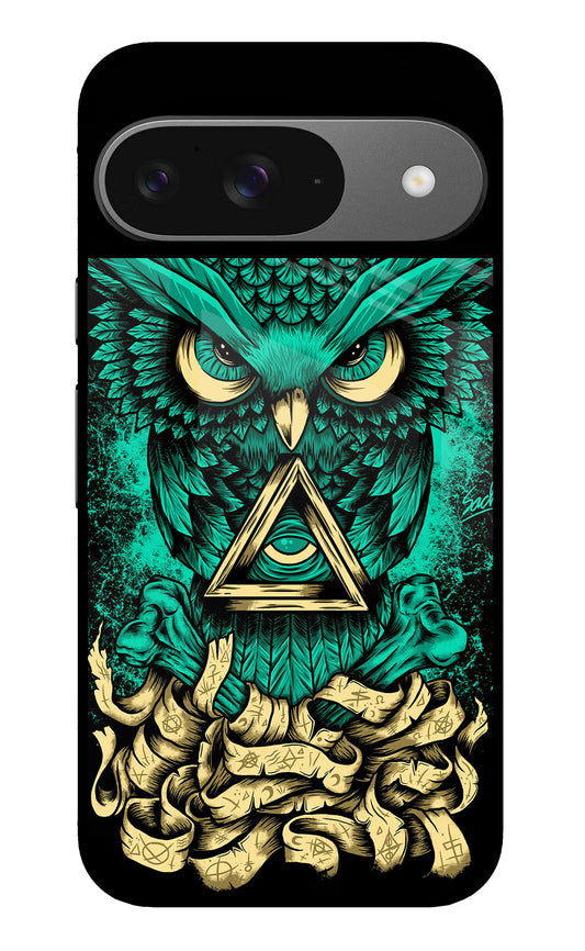 Green Owl Google Pixel 9 Glass Case