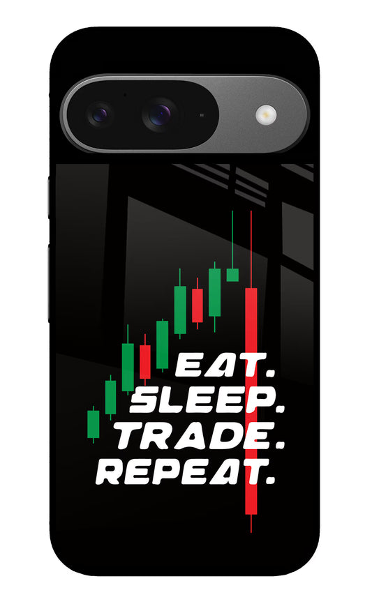 Eat Sleep Trade Repeat Google Pixel 9 Glass Case
