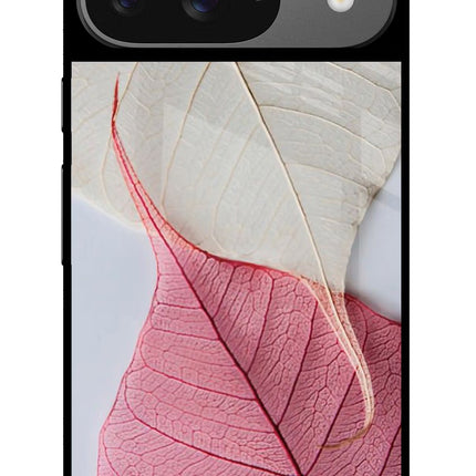 White Pink Leaf Google Pixel 9 Glass Case