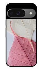 White Pink Leaf Google Pixel 9 Glass Case