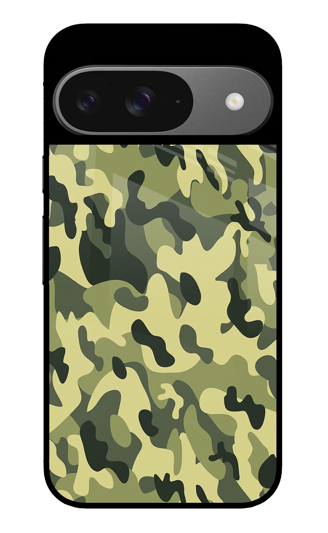Camouflage Google Pixel 9 Glass Case Back Cover by Casekaro