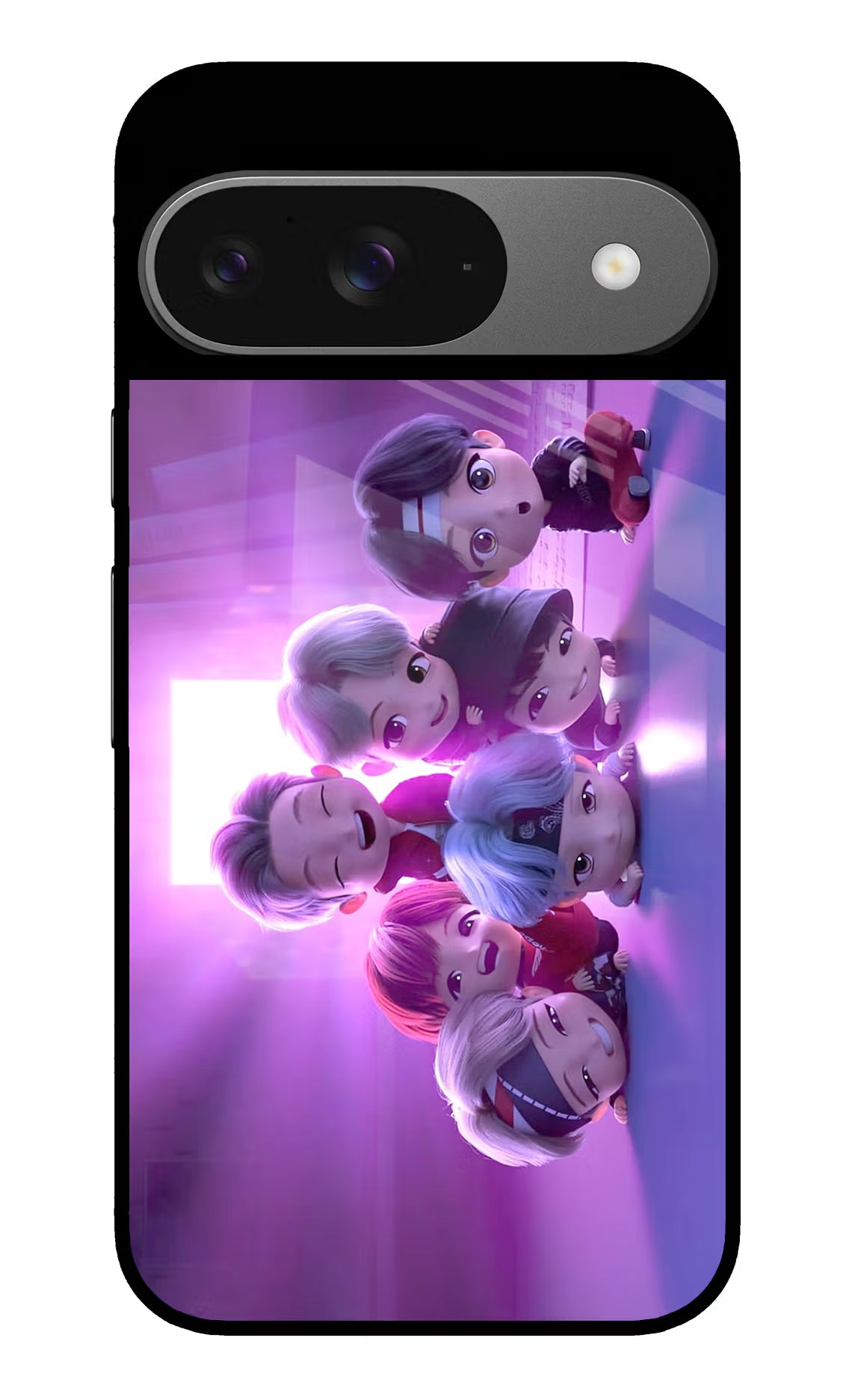 BTS Chibi Google Pixel 9 Glass Case Back Cover by Casekaro