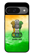 Satyamev Jayate Flag Google Pixel 9 Glass Case Back Cover by Casekaro