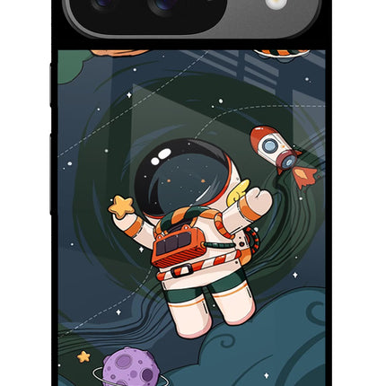 Cartoon Astronaut Google Pixel 9 Glass Case Back Cover by Casekaro