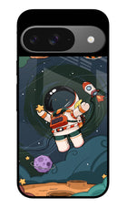 Cartoon Astronaut Google Pixel 9 Glass Case