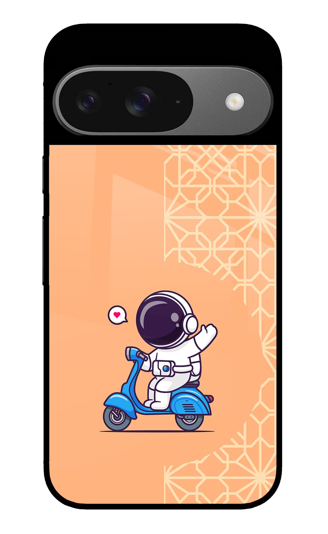 Cute Astronaut Riding Google Pixel 9 Glass Case