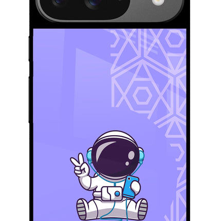 Cute Astronaut Chilling Google Pixel 9 Glass Case