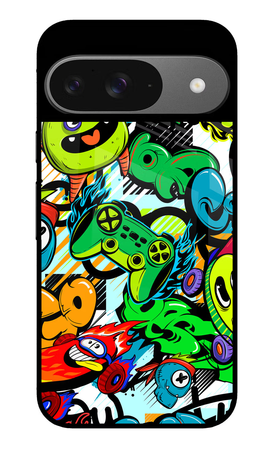 Game Doodle Google Pixel 9 Back Cover, Glass case
