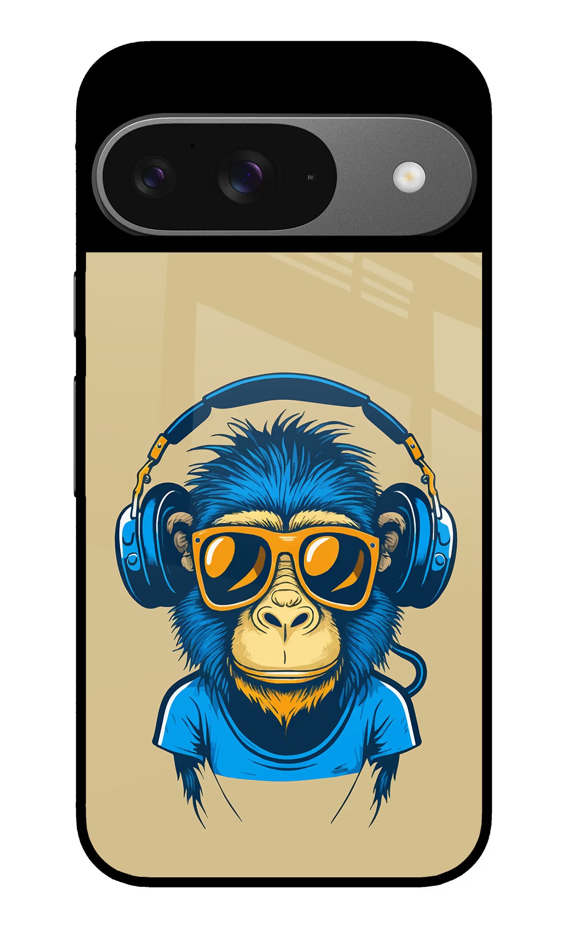 Monkey Headphone Google Pixel 9 Glass Case Back Cover by Casekaro