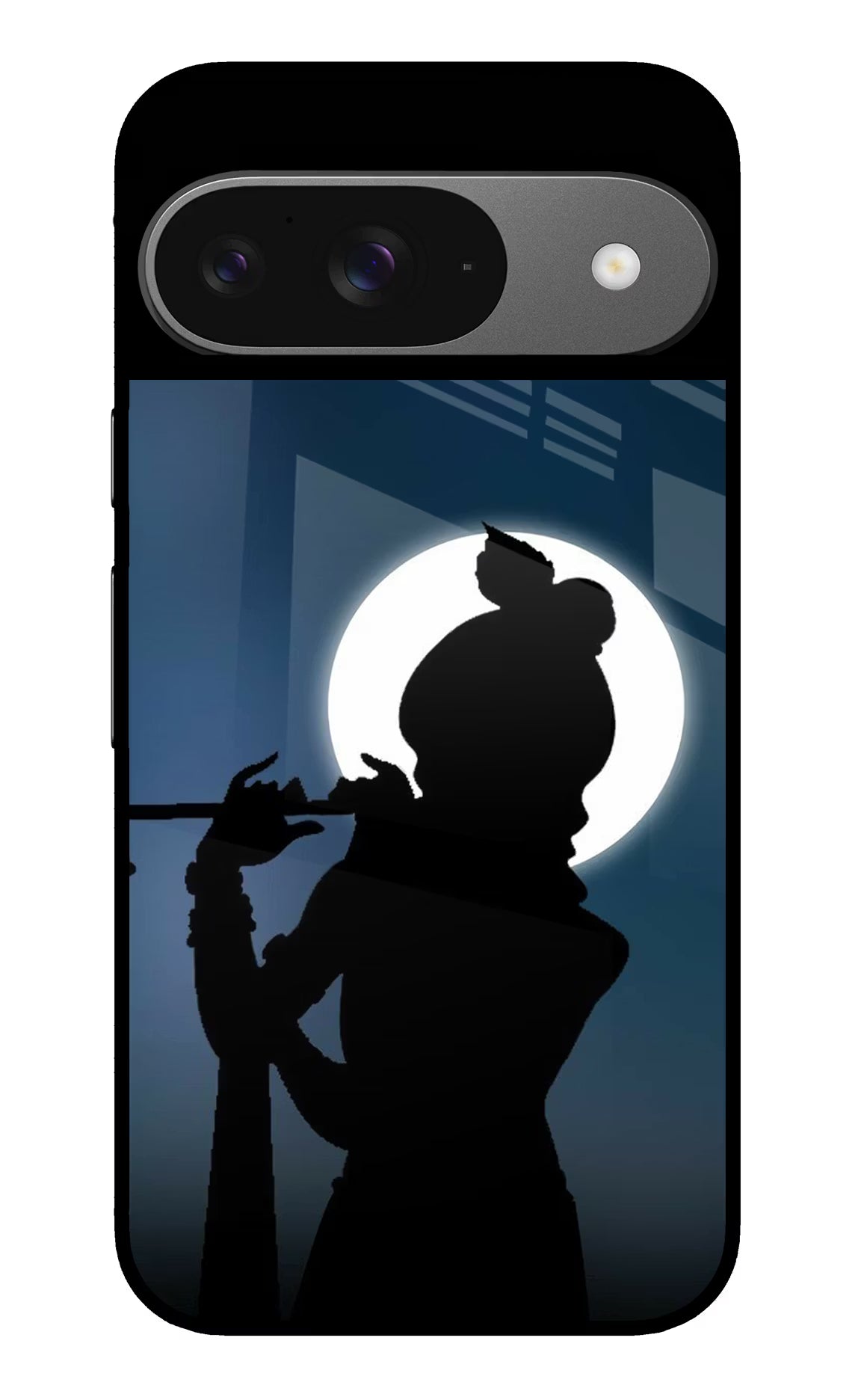 Shri Krishna Silhouette Google Pixel 9 Glass Case Back Cover by Casekaro