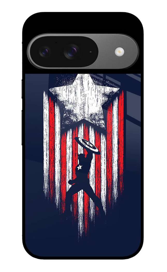 Captain America Marvel Art Google Pixel 9 Glass Case