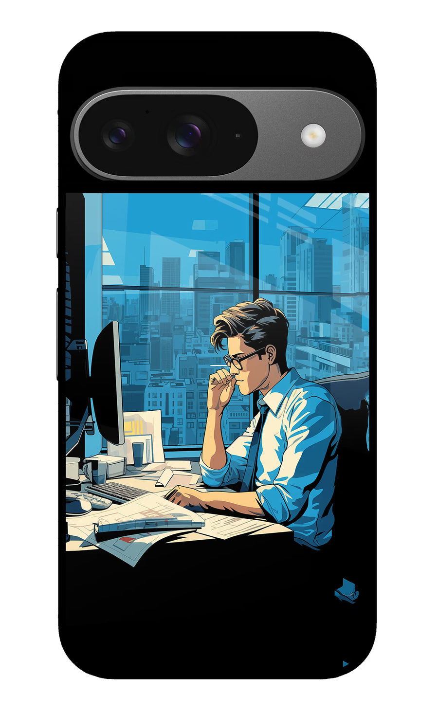 Focused Hustler (AI Generated) Google Pixel 9 Back Cover, Glass case