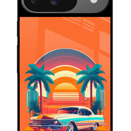 Palm Drive 80s Google Pixel 9 Glass Case