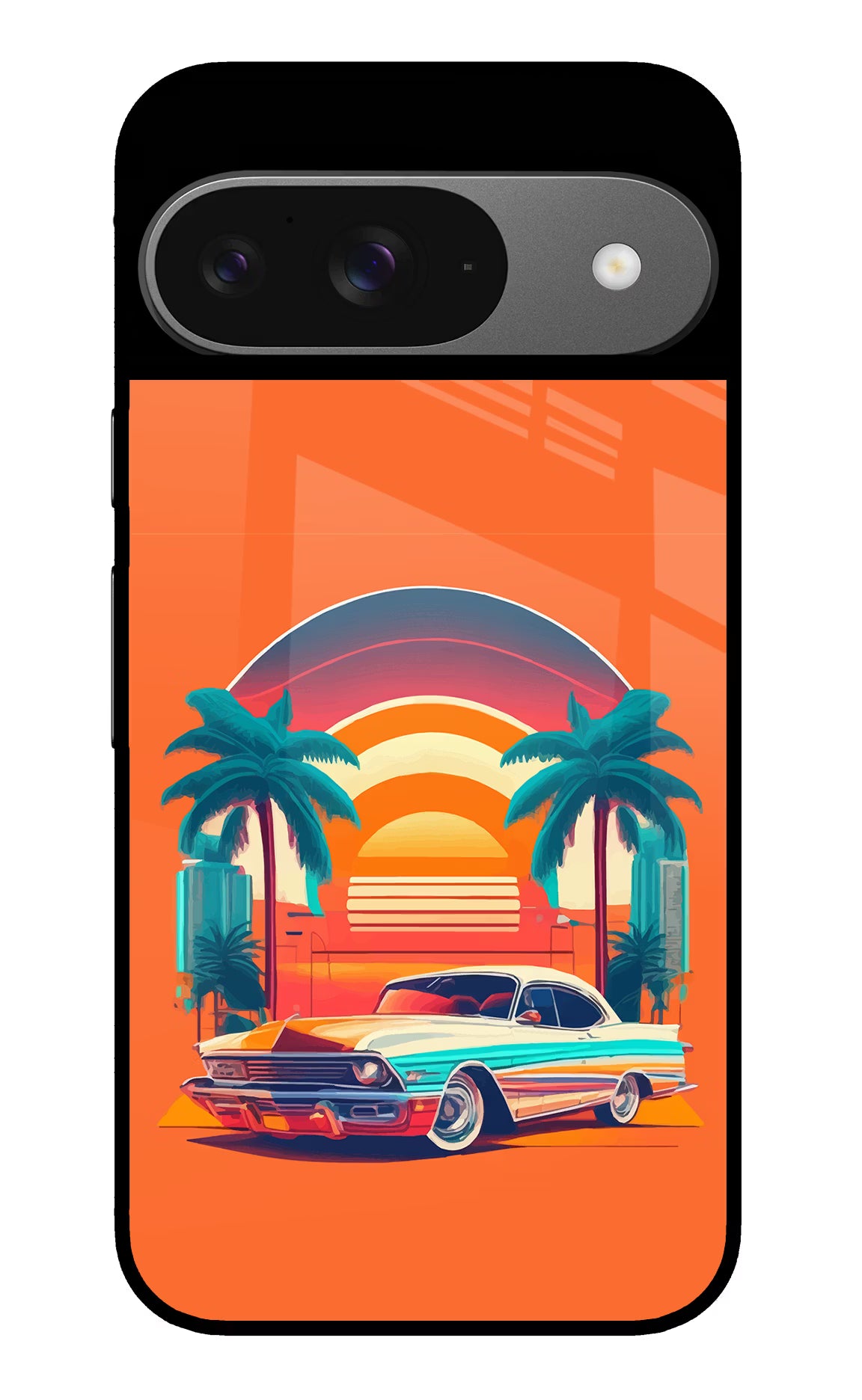 Palm Drive 80s Google Pixel 9 Glass Case