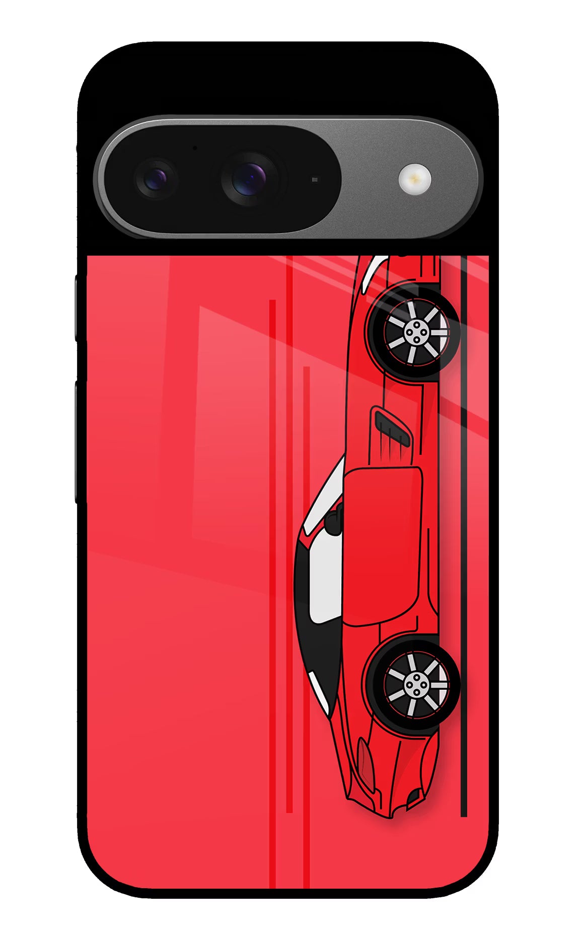 Red Velocity Google Pixel 9 Glass Case Back Cover by Casekaro