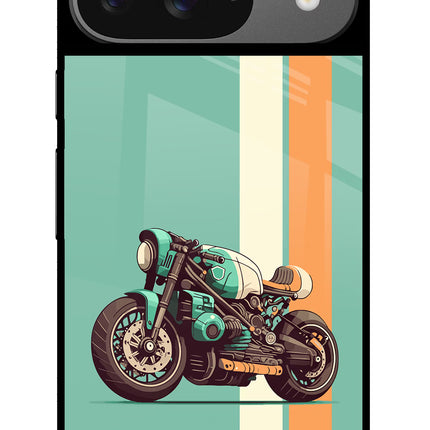 Striped Moto Drift Google Pixel 9 Glass Case Back Cover by Casekaro
