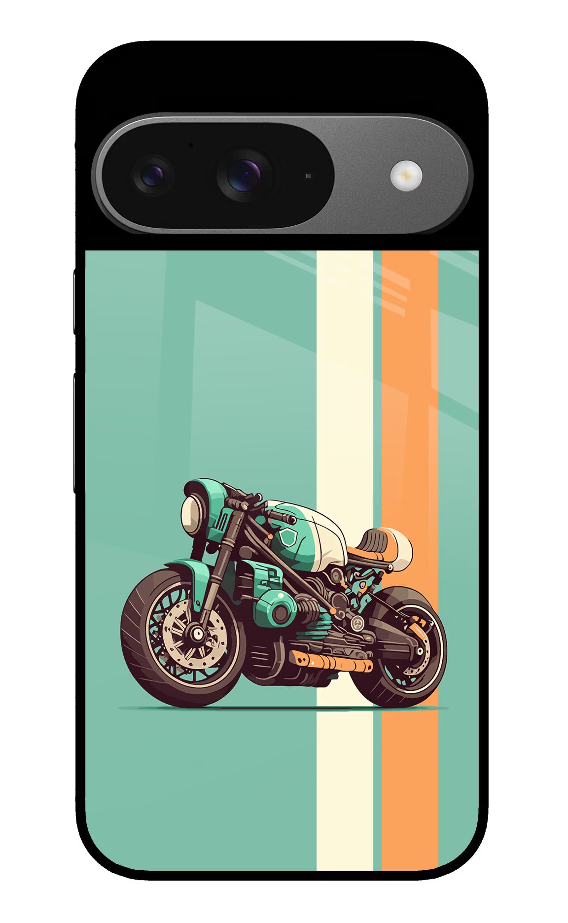 Striped Moto Drift Google Pixel 9 Glass Case Back Cover by Casekaro