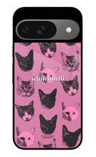 Pink Cats Google Pixel 9 Glass Case