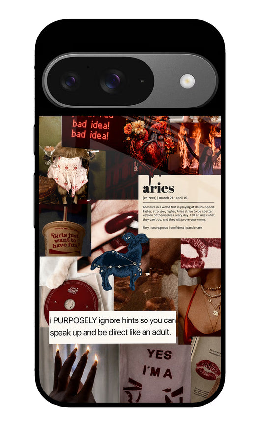 Zodiac Aries Google Pixel 9 Glass Case