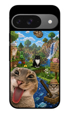 Minecraft Cat Chaos Google Pixel 9 Glass Case