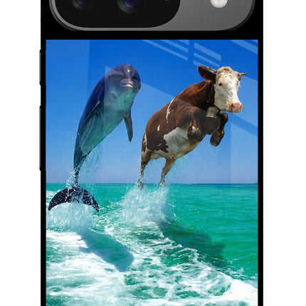 Dolphin vs Cow Google Pixel 9 Glass Case