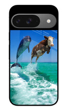 Dolphin vs Cow Google Pixel 9 Glass Case