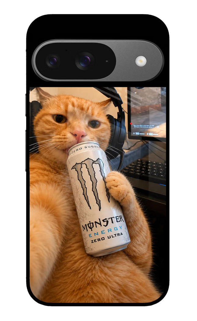 Gamer Cat Energy Google Pixel 9 Glass Case
