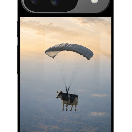 Skydiving Cow Google Pixel 9 Glass Case