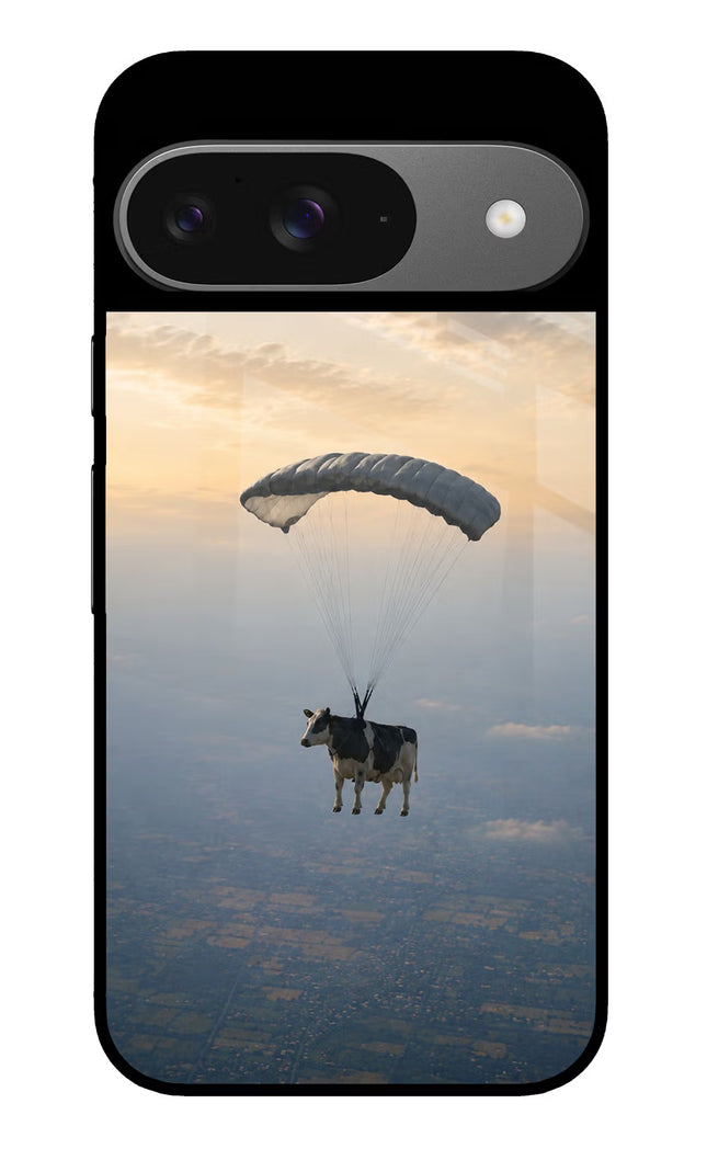 Skydiving Cow Google Pixel 9 Glass Case