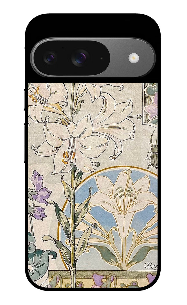 White Lily Google Pixel 9 Glass Case