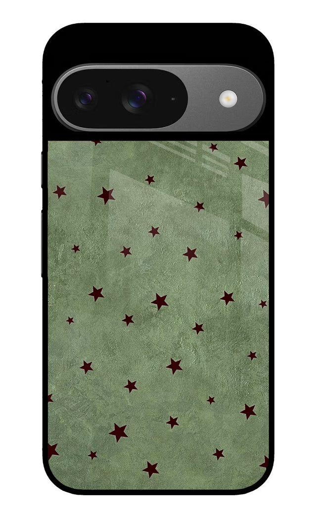 Green Stars Google Pixel 9 Glass Case