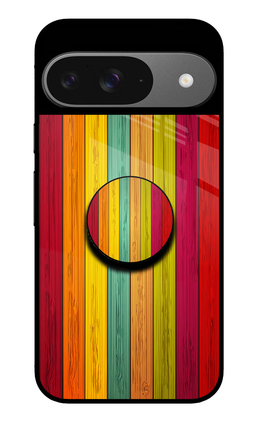 Multicolor Wooden Google Pixel 9 Pop Case, Glass case