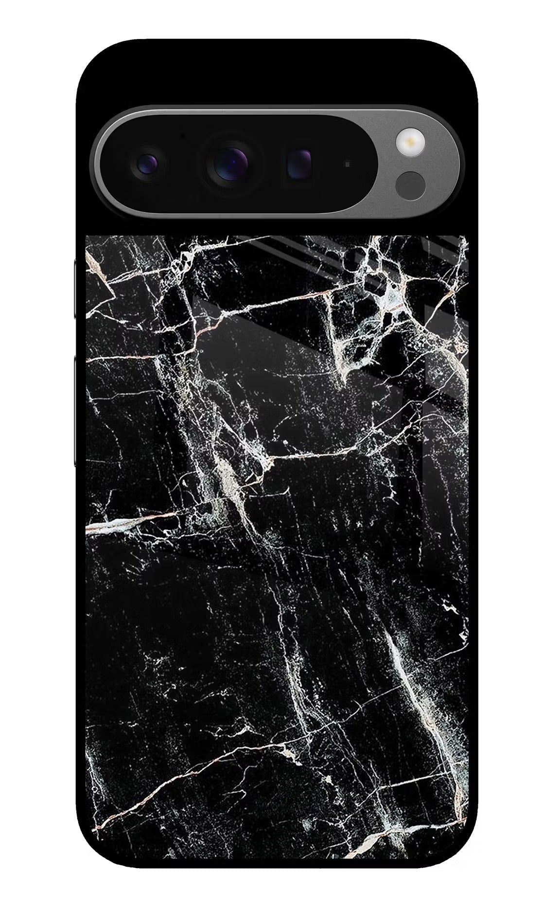 Black Marble Texture Google Pixel 9 Pro Glass Case