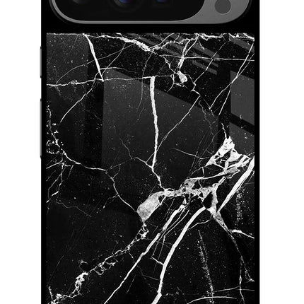 Black Marble Pattern Google Pixel 9 Pro Glass Case