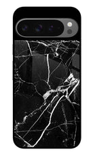 Black Marble Pattern Google Pixel 9 Pro Glass Case