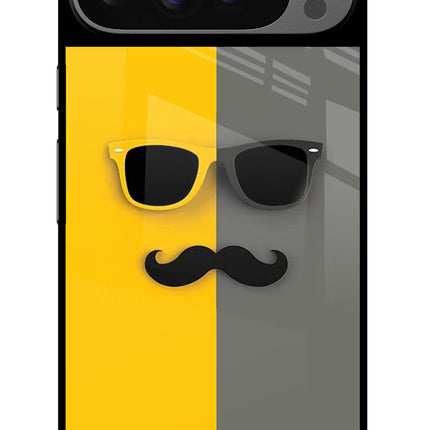 Sunglasses with Mustache Google Pixel 9 Pro Glass Case Back Cover by Casekaro