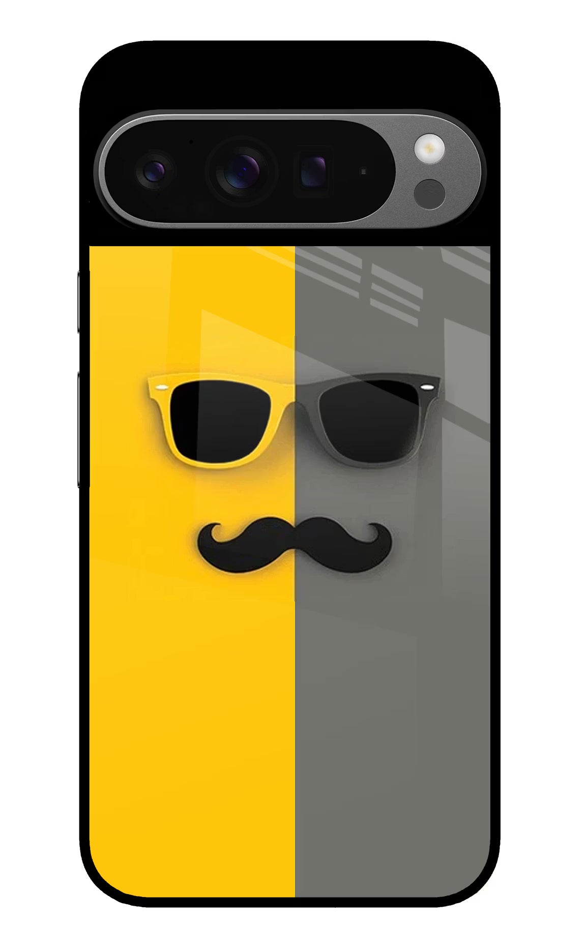 Sunglasses with Mustache Google Pixel 9 Pro Glass Case Back Cover by Casekaro