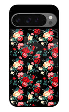 Rose Pattern Google Pixel 9 Pro Glass Case Back Cover by Casekaro