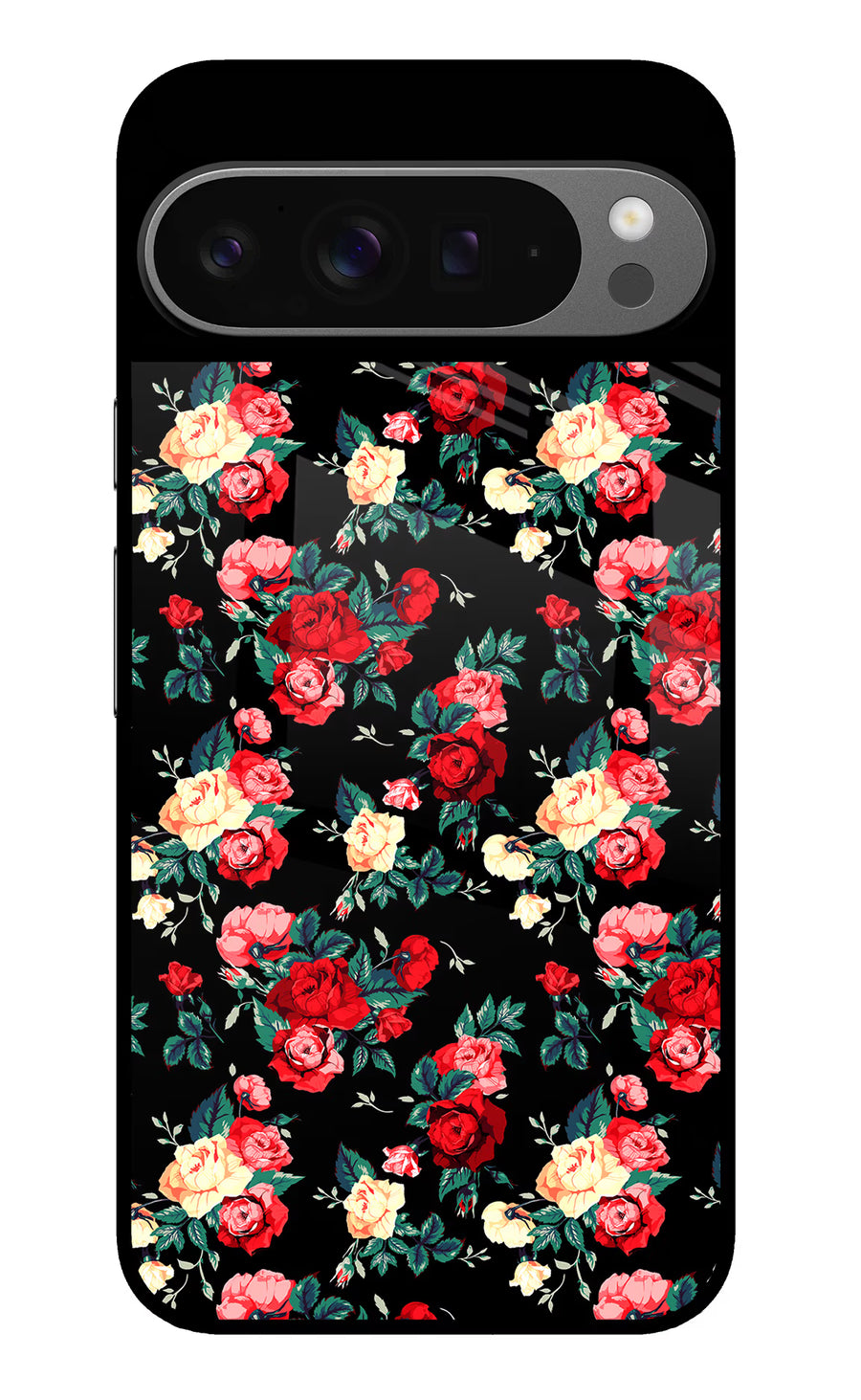 Rose Pattern Google Pixel 9 Pro Back Cover, Glass case