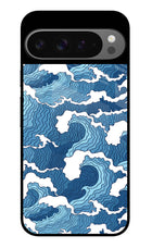Blue Waves Google Pixel 9 Pro Glass Case Back Cover by Casekaro