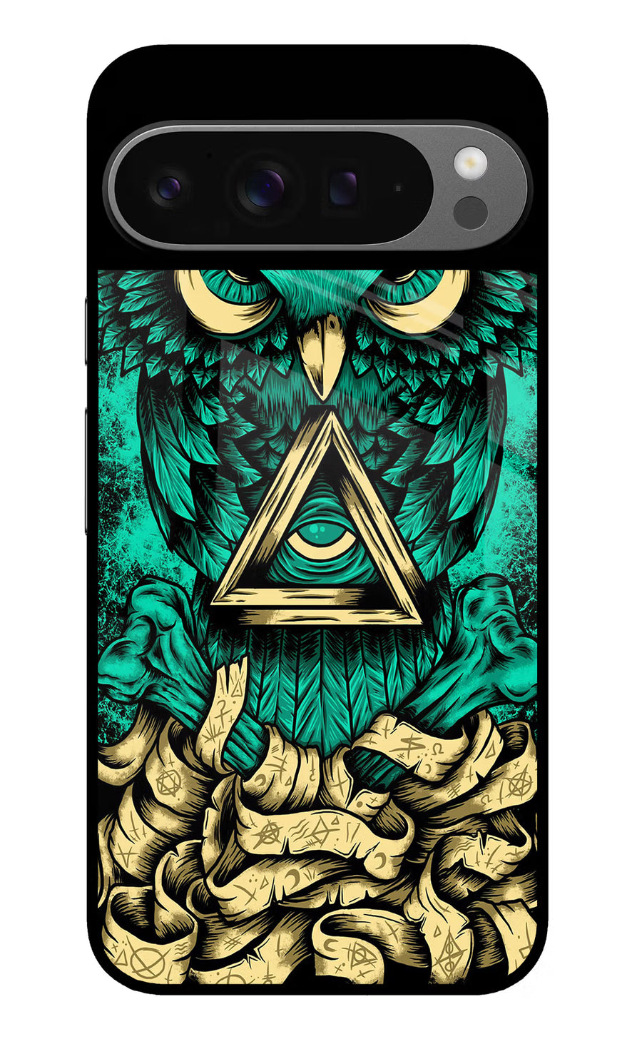 Green Owl Google Pixel 9 Pro Back Cover, Glass case