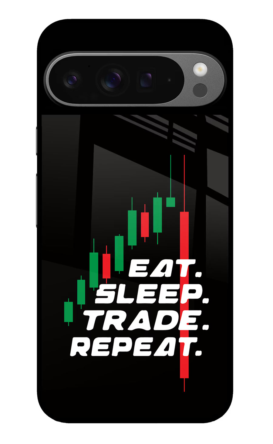 Eat Sleep Trade Repeat Google Pixel 9 Pro Back Cover, Glass case